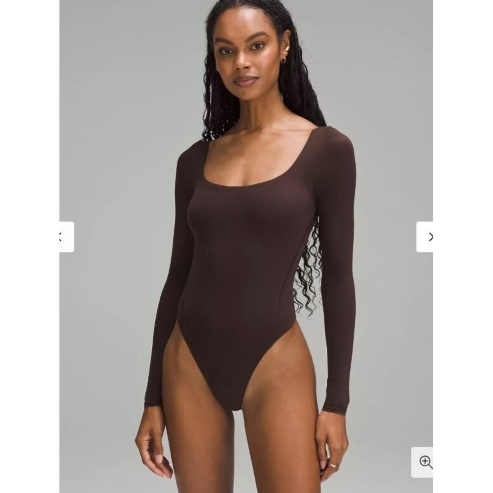 Lululemon Wundermost Nulu Square Neck Bodysuit Womens Large Brown Long Sleeve